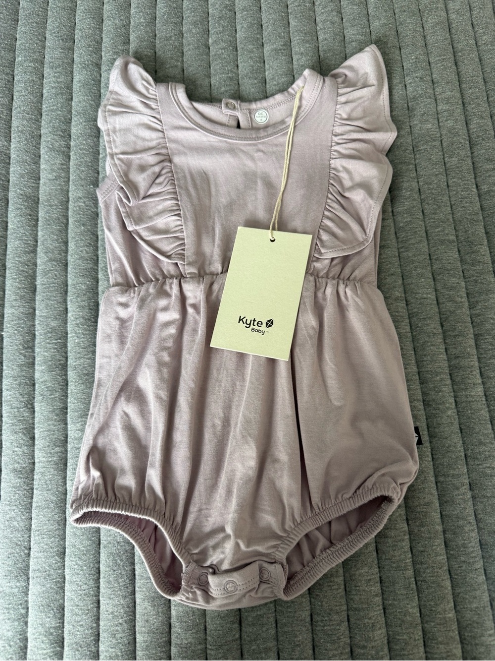 Kyte BABY Lilac Ruffle Shoulder Romper